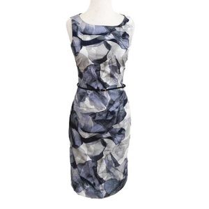 Hugo Boss Dinoma Watercolor Sheath Sleeveless Work Dress US 2 Cotton Blend